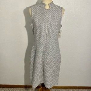 NEW Melis Kozan BAR Textured Sheath Dress Women’s Size S Gray Mandarin Collar